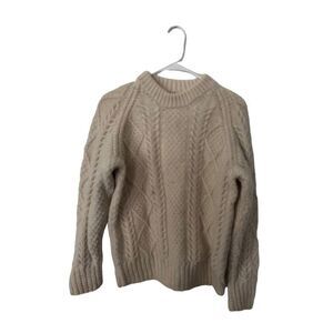 Brooks Brothers Long Sleeve Ribbed All Wool Pullover Sweater Cream Size Small